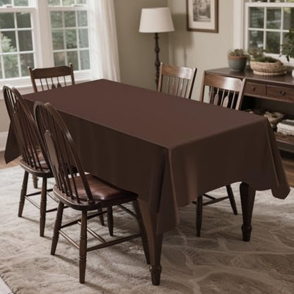 CXPSINC 54 Inch X 100 Feet Plastic Table Cover Roll Disposable Tablecloth with Slide Cutter for All Type/Shape Tables | Party, Banquet, Birthdays, Weddings(Brown, 100 Feet)