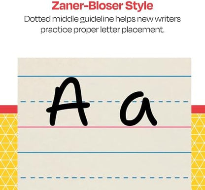 School Smart Zaner-Bloser Writing Paper, Handwriting Practice Lined Paper, Grade 2 Learning, 3/4 Inch Rule, 10-1/2 x 8 Inches, 500 Sheets