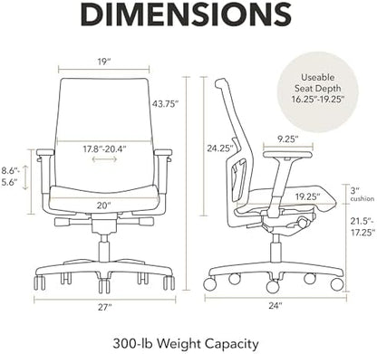 HON Ignition 2.0 Ergonomic Office Chair, Lumbar Support, Bullseye