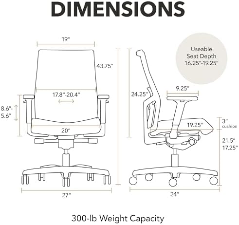 HON Ignition 2.0 Ergonomic Office Chair, Lumbar Support, Desk Chair, Leaf