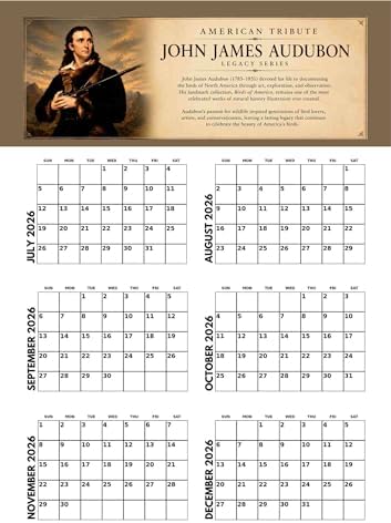 JJ Audubon Tribute Quail Calendar 2027 Bird Monthly Wall Calender 12 Month
