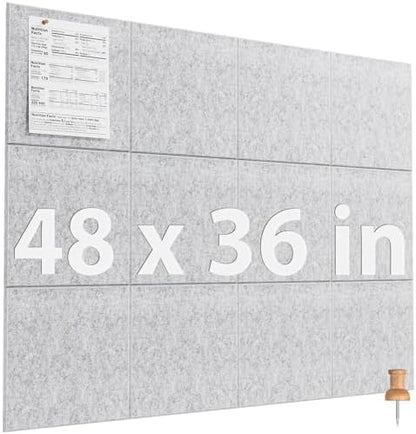 MaxGear Felt Bulletin Board 48" x 36", Light Gray Felt Wall Tile Wall Decor