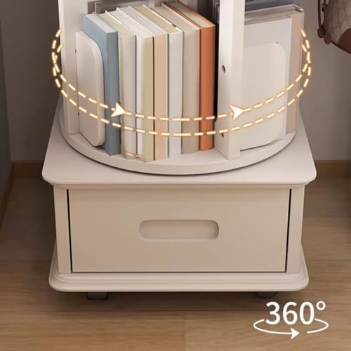 GAMAK Small Bookshelf with Storage for Kids 2-4 Tier Rotating Bookshelf with Brake Wheels 360° Display Wood Book Shelf Organizer for Bedroom Living Room Study Room (Size : Two)