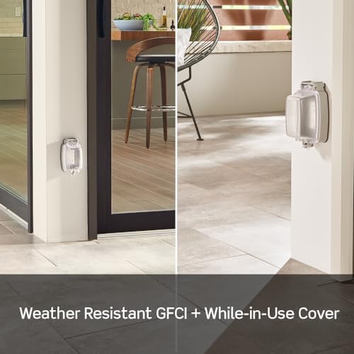 Leviton GFCI Weather-Resistant Outlet, 20 Amp, Self Test, Non Tamper-Resistant with LED Indicator Light, Outdoor Locations, GFWR2-E, Black