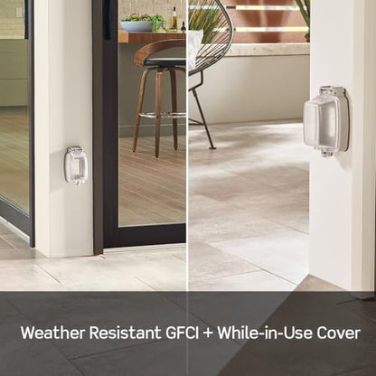 Leviton GFCI Weather-Resistant Outlet, 20 Amp, Self Test, Non Tamper-Resistant with LED Indicator Light, Outdoor Locations, GFWR2-E, Black