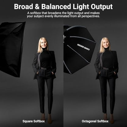 NEEWER Basics Octagonal Softbox Bowens Mount, 35.4'' Quick Release Soft Box Lighting Set with Grid, Compatible with Aputure 150c Compatible with Godox SL60w, for FS300C FS150B HB80C CB200C Q6, NS64P