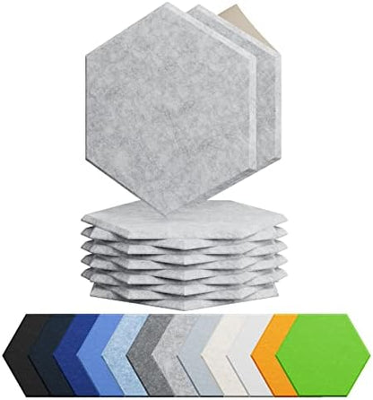 12 Pack Hexagon Acoustic Panels Self Adhesive Sound Proof Foam(Silver Gray)