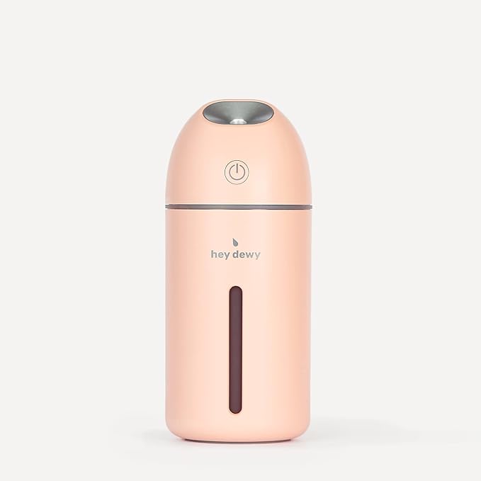 Hey Dewy Wireless, Rechargeable, Self-Care, Skin-Nourishing, Hydrating, Portable Cool Mist Humidifier (Blush)