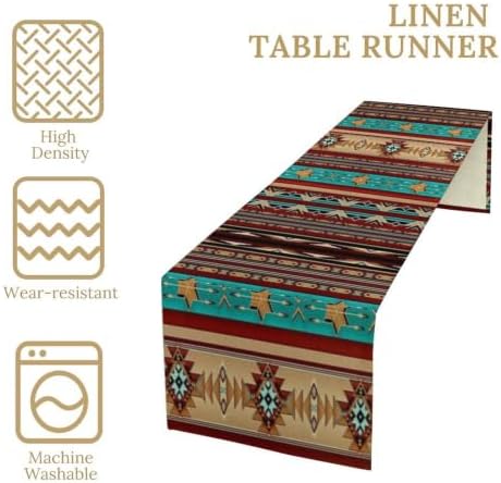 Aztec Southwest Table Runner,Ethnic Style Design Geometric Table Runners Dresser Scarves Table Setting Decor for Garden Farmhouse Wedding Party Holiday Dinner Home 13x60 Inch