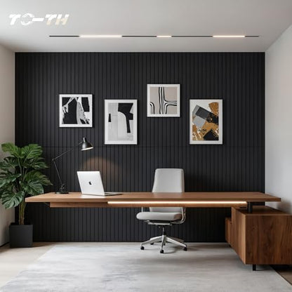 TO-TH Sound Absorbing Panels Wood Grain Acoustic Wall Panel 4 Pack, Smoky