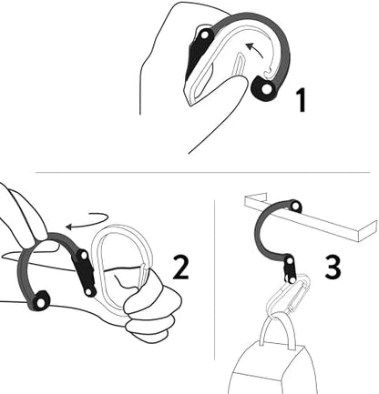 GEAR AID HEROCLIP Carabiner Clip and Hook (Large, Medium, Small, Mini) for Camping & HEROCLIP Carabiner Clip and Hook (Small) for Purse, Stroller, and Backpack, Stealth Black