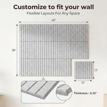 AHEONLAR Felt Bulletin Board 48" x 36", Cork Boards for Walls, 12 Pack Bulletin Board Large Cork Board for Office, Felt Boards with 70 Safe Removable Adhesive Tabs Wall Decor for Home(Light Gray)