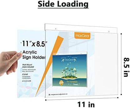 MaxGear Wall Mount Sign Holder, 8.5 x 11 Landscape, 24 Pack