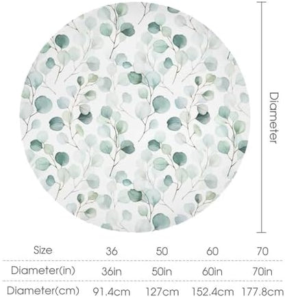 Eucalyptus Leaf Tablecloth, Spring Botanical Sage Green Watercolor Floral Plant Branches Print Table Cloth for Home Kitchen Dining Outdoor Patio Wedding Decor, 60x60in