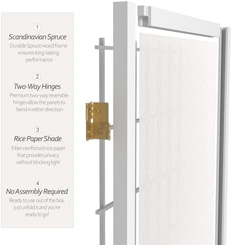 4 ft. Short Window Pane Shoji Screen - White - 4 Panels