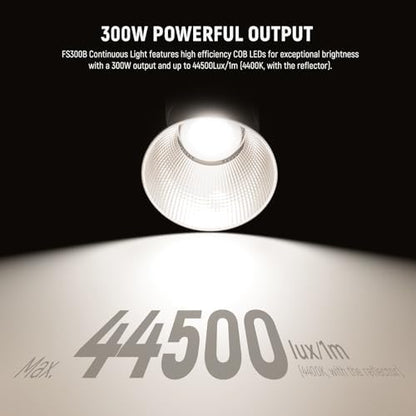 NEEWER FS300B 300W LED Studio Video Light, Bi Color COB Continuous Lighting with 2.4G/APP Control 44500Lux/1m 2700K-6500K CRI97+, 12 Scenes, Bowens Mount Spotlight for Photography Recording Streaming
