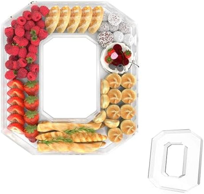 13.8" Acrylic Letter Charcuterie Tray,Fillable Alphabet Box (Letter O)