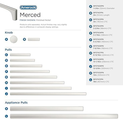 Amerock 10-1/16" Merced Polished Nickel Drawer Pull