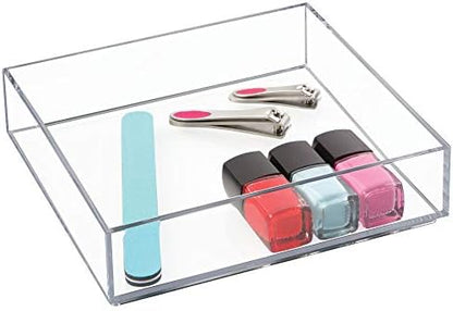iDesign Clear Drawer Organizer, 8" x 8" x 2" | Pack of 2 | For Silverware | Kitchen Storage | Clarity Collection