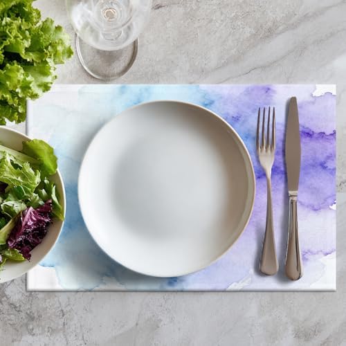 Batmerry Vintage Colorful Purple Linen Placemats Set of 4, Vintage Royal Blue Paper Parchment Washable Table Mats for Kitchen Table Thickened Heat Insulation Dining Set Indoor Outdoor 12X18 in