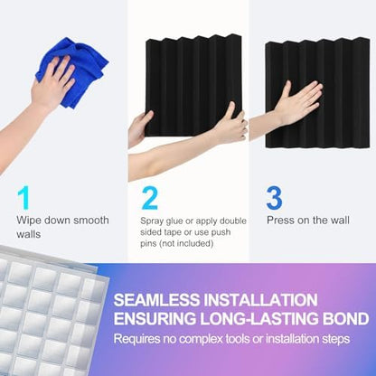JBER 24 Pack Acoustic Panels, Studio Foam Wedges Soundproof Wall Panels