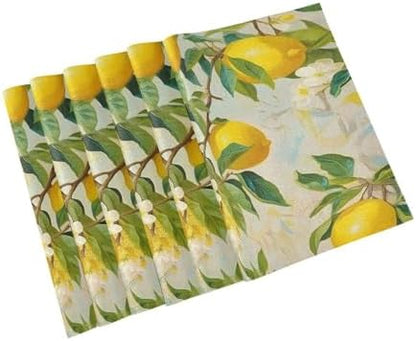 ALAZA Lemon Print Flower 1 PC Placemats Rectangle Table Mat for Dining Table Restaurant Kitchen Home Decor, 12" x 18"