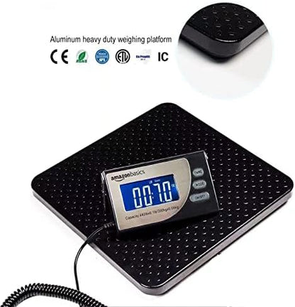 Amazon Basics Digital Shipping Postal Scale with Tare Function, Heavy Duty Weighing Platform 1 Ounce Readability, Portable, Black, 660 lb Capacity (Pack of 5)