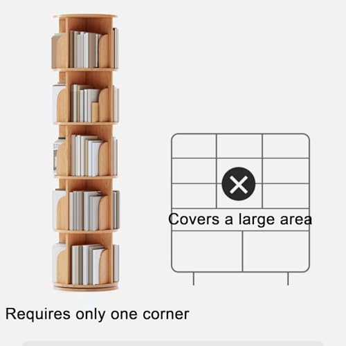 GAMAK Small Rotating Bookshelf 360 Display 3-4 Tier for Small Spaces Kids Narrow Swivel Corner Book Shelf Wood Used in Bedrooms Living Rooms Study Office (Color : Walnut, Size : Three)