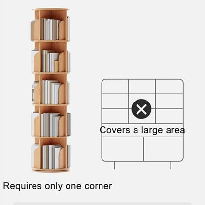GAMAK Small Rotating Bookshelf 360 Display 3-4 Tier for Small Spaces Kids Narrow Swivel Corner Book Shelf Wood Used in Bedrooms Living Rooms Study Office (Color : Walnut, Size : Three)