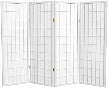 4 ft. Short Window Pane Shoji Screen - White - 4 Panels