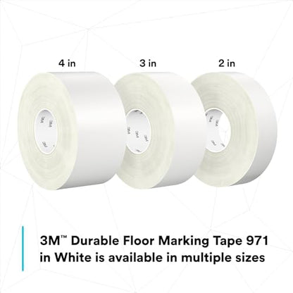 3M Durable Floor Marking Tape 971, White, 2 in x 36 yd, 17 mil, 1 Roll
