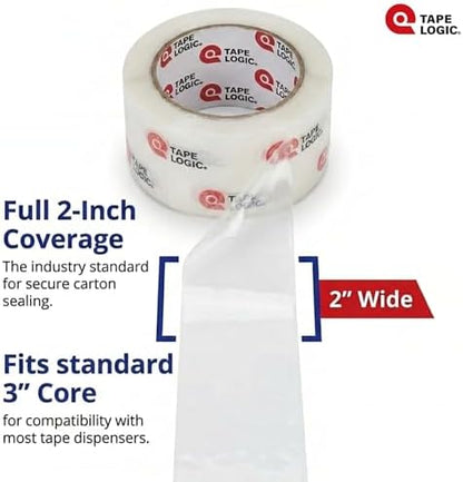 Tape Logic Packing Tape (18-Rolls), 2" x 55 yd - Heavy Duty Packaging Tape Refill for Shipping, Moving, Order Fulfillment, Acrylic 2.6 Mil
