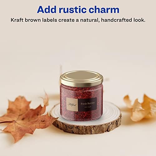 Avery® Kraft Brown Rectangle Labels, Sure Feed® Technology, 1" x 2", 600 Kraft Brown Labels, Print-to-The-Edge, Laser/Inkjet Printable