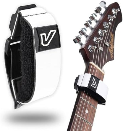 Gruv Gear Fret Wrap & Guitar Mute Pro, Fretwrap for Acoustic, Electric & Bass | String Dampener Recording, Tapping & Practice Accessory (1 Pack, Large White, Fits 6 String Bass, 8 String Guitar)