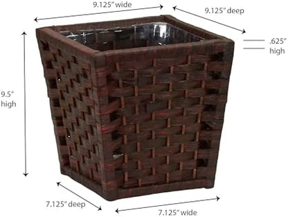Household Essentials Woven Waste Basket, 3 Gallons, HandWoven Paper Rope with Removable Plastic Liner, Durable Wood Frame, Wide and Open Top for Easy Access, Decorative, Brown