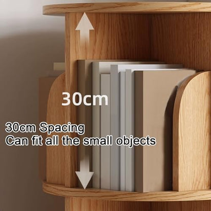 GAMAK Small Rotating Bookshelf 360 Display 3-4 Tier for Small Spaces Kids Narrow Swivel Corner Book Shelf Wood Used in Bedrooms Living Rooms Study Office (Color : Wood, Size : Four)