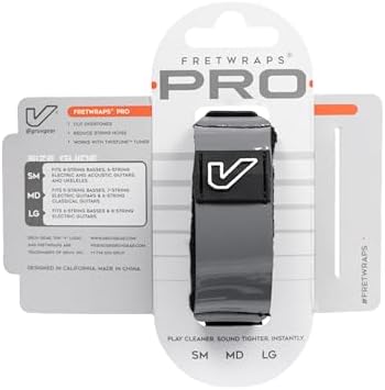 Gruv Gear Fret Wrap & Guitar Mute Pro, Fretwrap for Acoustic, Electric & Bass | String Dampener Recording, Tapping & Practice Accessory (1 Pack, Small Grey, Fits 4 String Bass, 6 String Guitar)