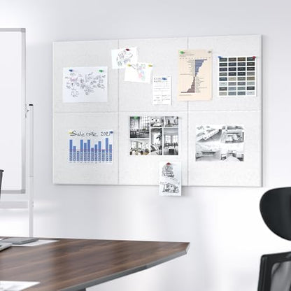 Neatsure Large Cork Board for Wall, 36" x 24" Bulletin Board with Pushpins, 6 Panels Felt Tiles Tack Push Pin Board for Office, Silver Gray