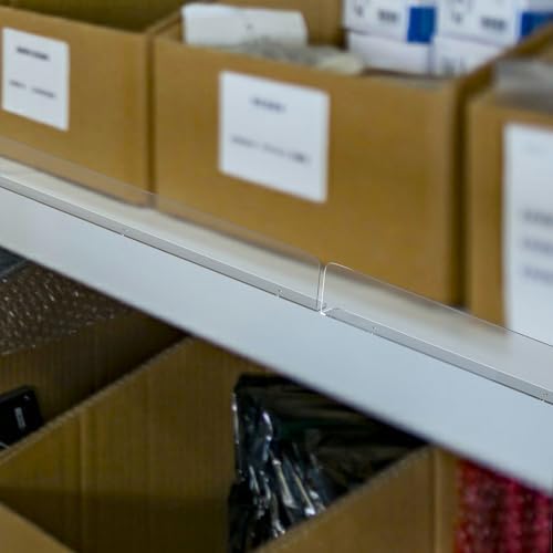 Nalwort 52 Pcs Retail Gondola Shelving Front Fence, Clear PET Shelf Fence with 1/4" Holes and Screws, Front Lips Barrier for Retail Store Display Rack, 3" H x 48" L