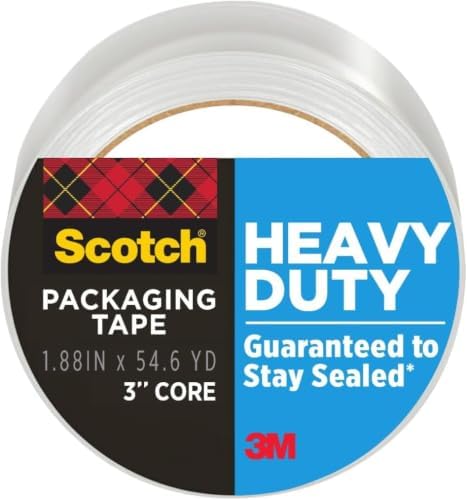 Scotch Heavy Duty Packing Tape, Clear | 1.88 in. x 54.6 yd. | For Shipping | 1 Roll, Pack of 12