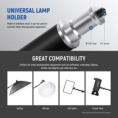 NEEWER Tripod Boom Arm, 35" to 61" (89 to 155cm) with 1.5kg Counterweight and Sandbag, 1/4" Screw Compatible with Softbox, Studio Light, Flash, Umbrella, Ring Light, Max Load 5kg