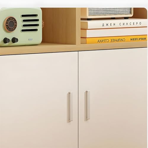 Closed Back Cabinet Wood Standard 9.5'' Wide Bookcase Bookshelf Storage Rack Multi-layered Storage Shelf Cabinet Display Unit Integrated Against the Wall Natural/White 55.1"L x 9.4"W x 70.9"H