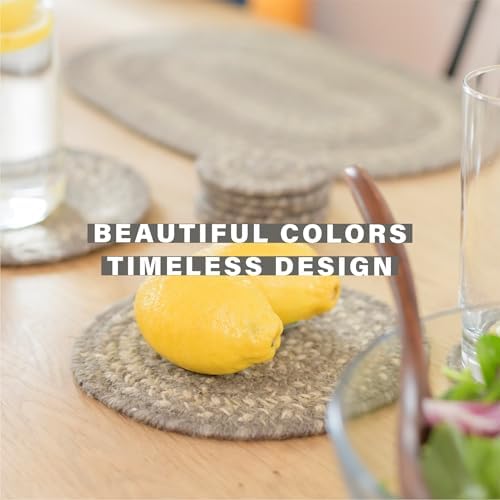 Homespice Grey Cloud Jute Braided Placemats, Rect 13x19 Set of 4