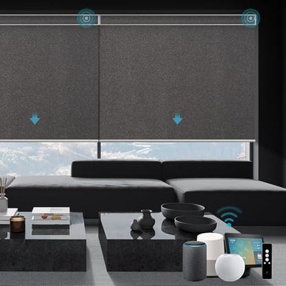 SmartWings Motorized Smart Roller Shades, 100% Blackout Eclipse Umber