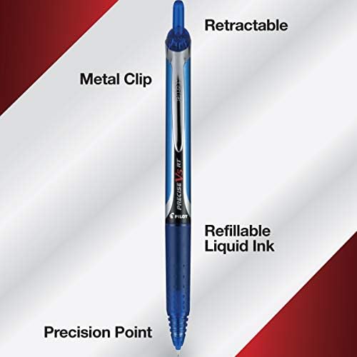 PILOT Precise V5 RT Rollerball Pens, Blue, Pack of 12
