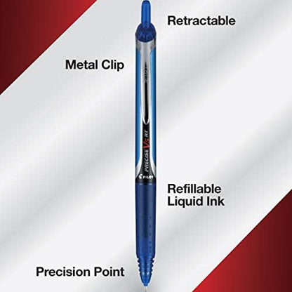 PILOT Precise V5 RT Rollerball Pens, Blue, Pack of 12
