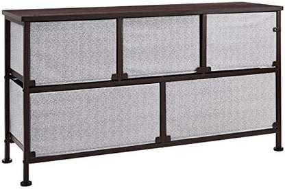 Amazon Basics Extra Wide Fabric 5-Drawer Storage Organizer Unit for Bedroom Closet, Bronze