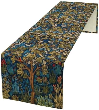 William Morris Floral Table Runner, Vintage Tree of Life Flowers Table Runner for Dining Table Decor 13 x 70 Inch