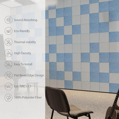 12 Pack Square Acoustic Panels Self Adhesive Sound Proof Foam