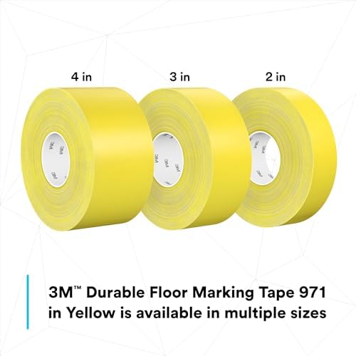 3M Durable Floor Marking Tape 971, Yellow, 4 in x 36 yd, 17 mil, 1 Roll